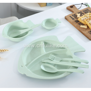 Fish Shape Wheat Straw Tableware Set for Baby
